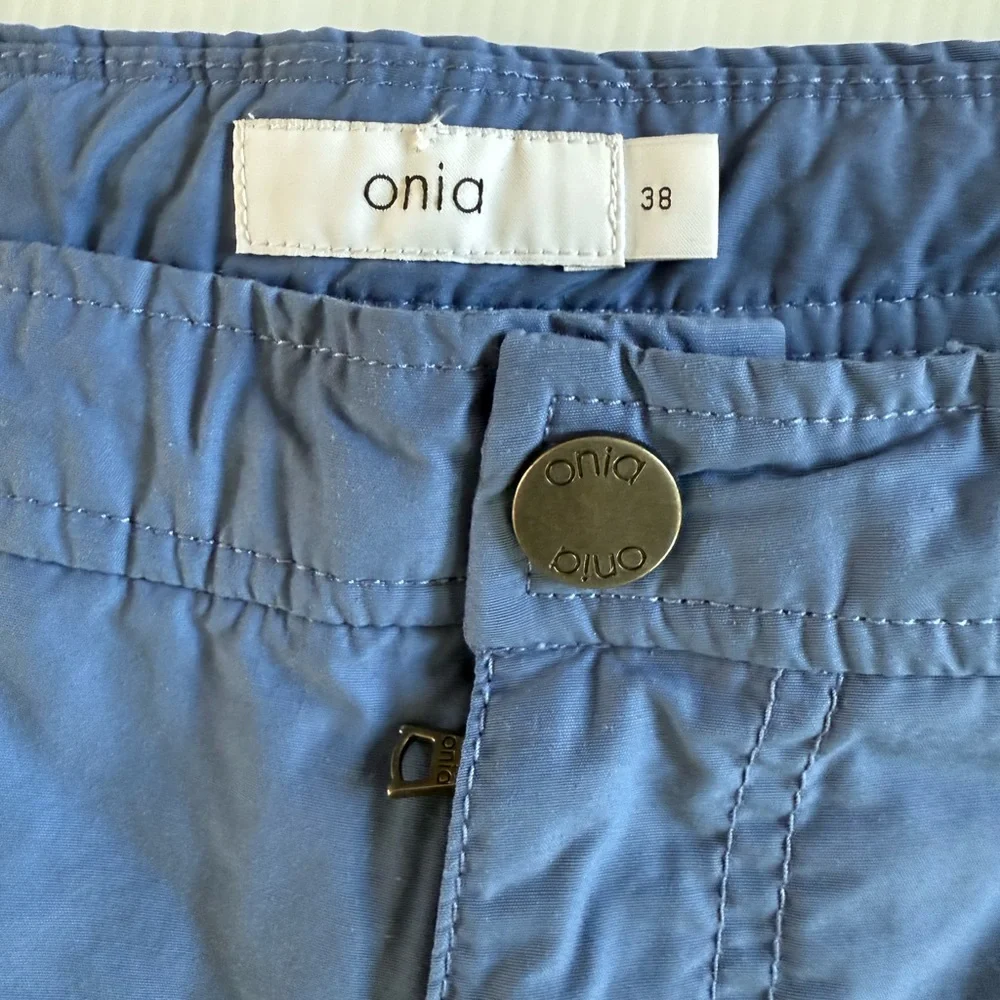 Onia Calder Mens Swim Shorts 38 Blue‎ Solid Lined Drawstring Hybrid